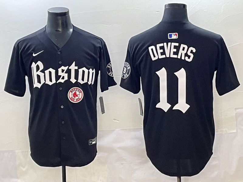 Men 2025 Boston Red Sox #11 Devers Black Five generations Joint Name Nike MLB Jersey style 25->boston red sox->MLB Jersey